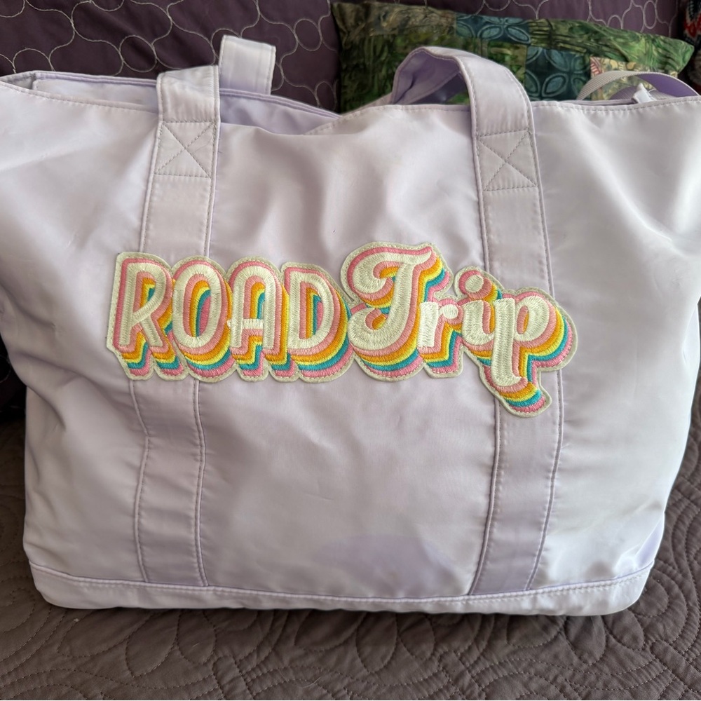 Road Trip Lilac Tote Bag - Pastel Rainbow Appliqué